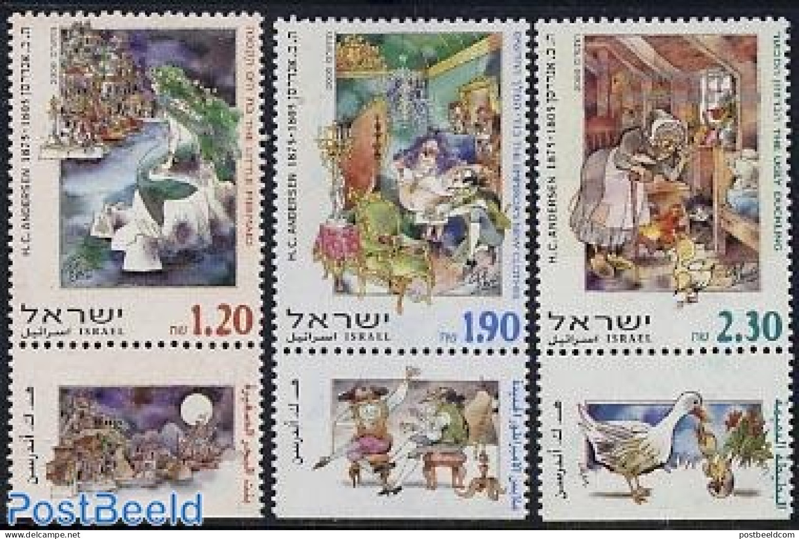 Israel 2000 H.C. Andersen 3v, Mint NH, Nature - Cats - Art - Fairytales - Ungebraucht (mit Tabs)