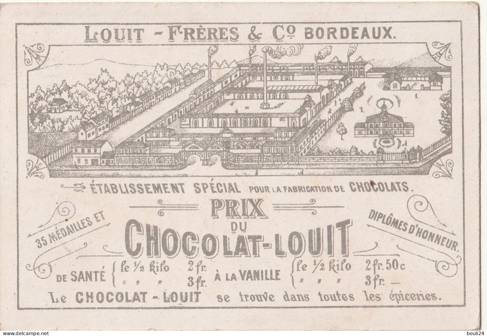 CHROMO CHOCOLAT LOUIT    LE CHIEN  BOULEDOGUE - Louit
