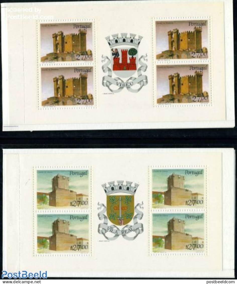 Portugal 1988 Castles 2 Booklets, Mint NH, Stamp Booklets - Art - Castles & Fortifications - Ongebruikt