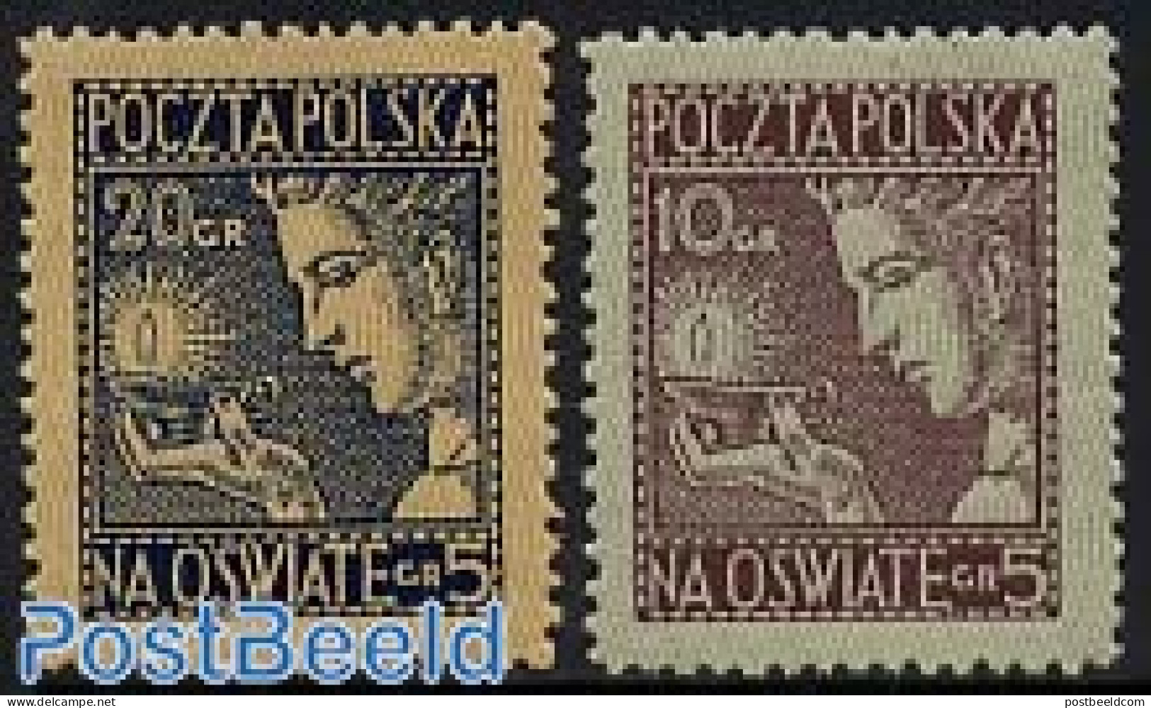 Poland 1927 Schools 2v, Unused (hinged), Science - Education - Neufs