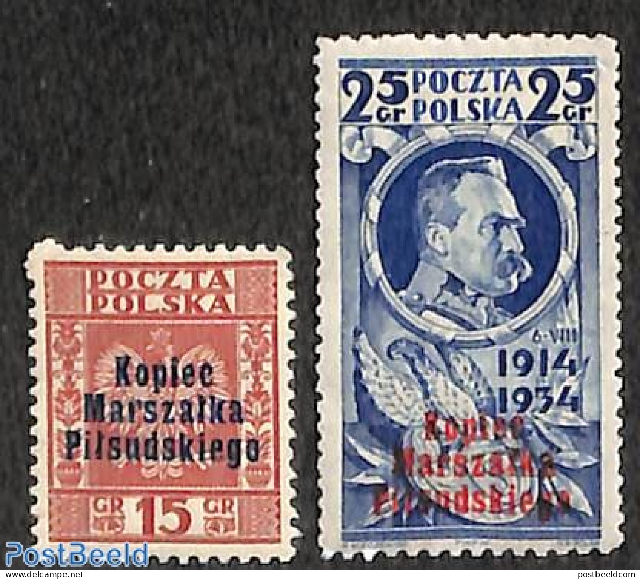 Poland 1935 Pilsudski Overprints 2v, Unused (hinged) - Nuovi