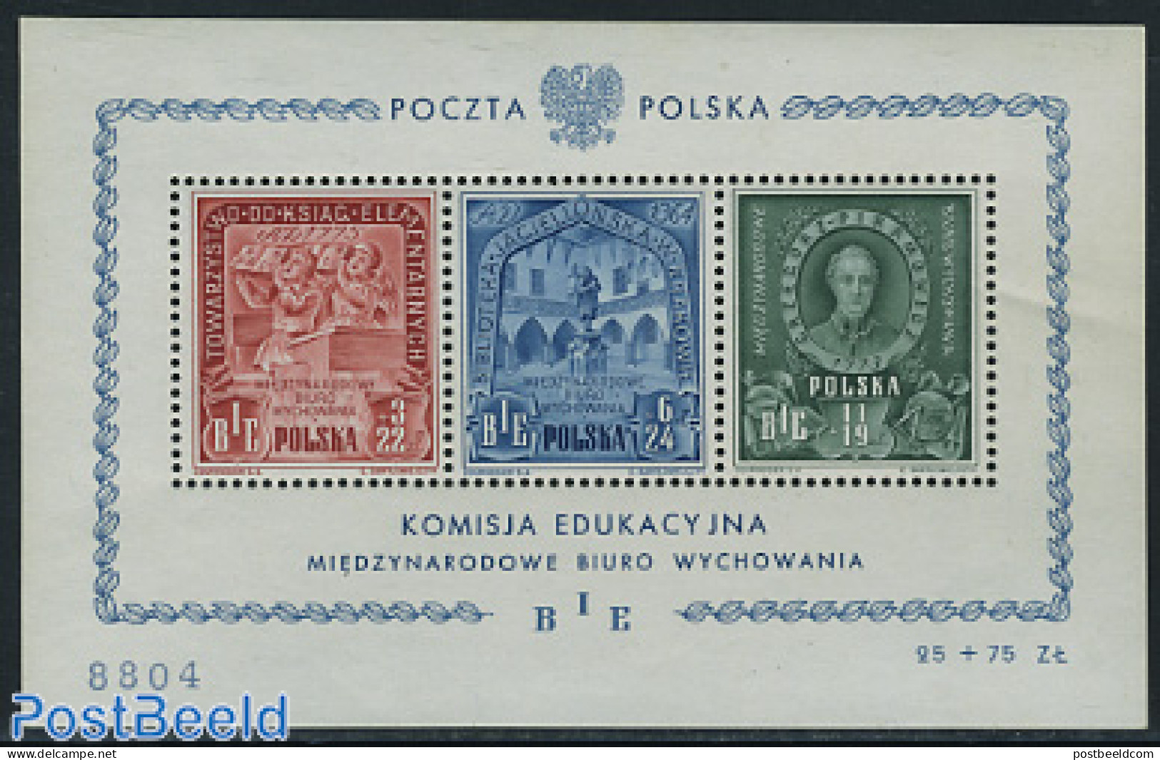 Poland 1946 International Education Bureau S/s, Mint NH, Science - Education - Unused Stamps