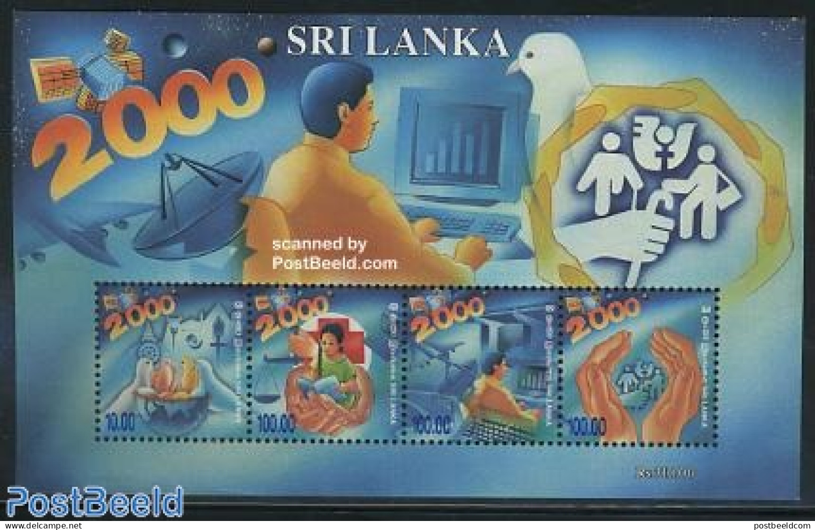 Sri Lanka (Ceylon) 2000 The Year 2000 S/s, Mint NH, Science - Various - Computers & IT - Justice - New Year - Informática