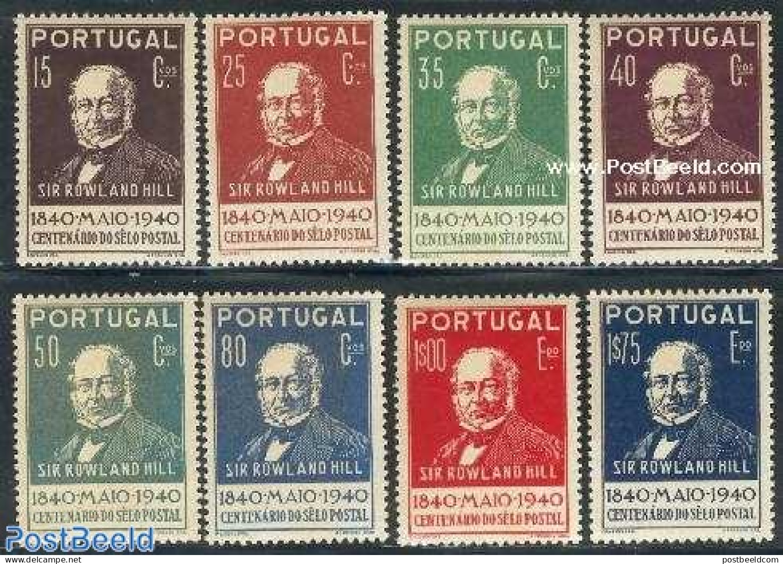 Portugal 1940 Stamp Centenary 8v, Mint NH, 100 Years Stamps - Sir Rowland Hill - Nuevos