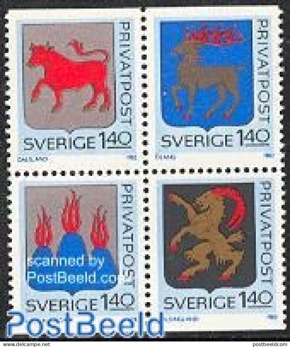 Sweden 1982 Provincial Coat Of Arms 4v [+], Mint NH, History - Nature - Coat Of Arms - Animals (others & Mixed) - Cattle - Ongebruikt
