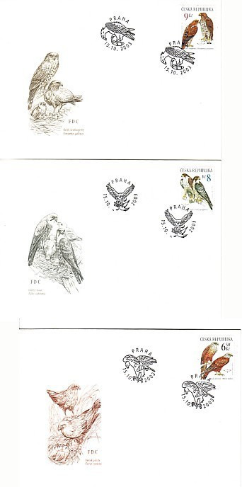2003 Raptors   Birds 3v.-  3 FDC   CZECH Republic - Eagles & Birds Of Prey