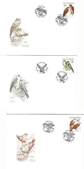 2003 Raptors   Birds 3v.-  3 FDC   CZECH Republic - Águilas & Aves De Presa