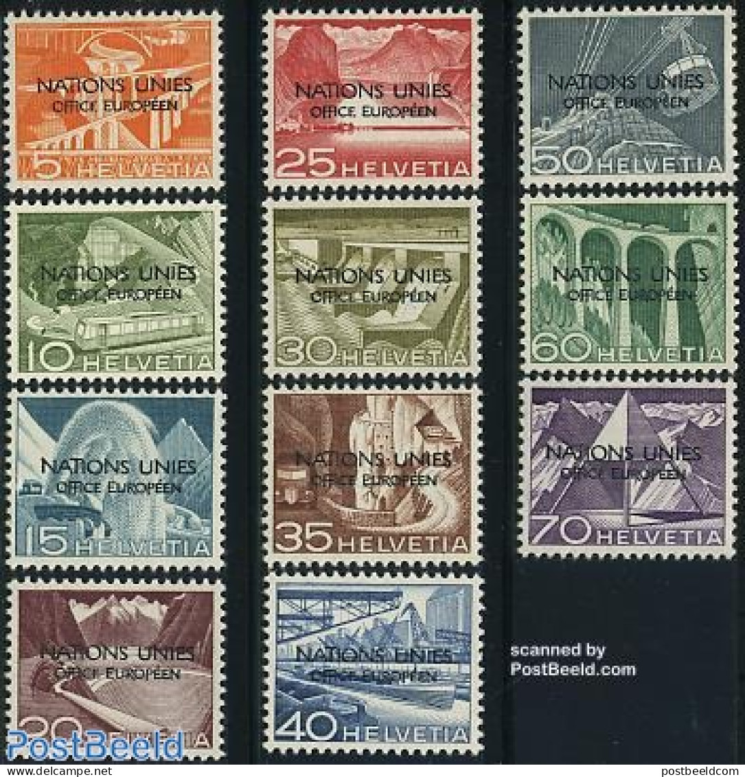 Switzerland 1950 United Nations Office 11v, Mint NH, History - Nature - Transport - Europa Hang-on Issues - United Nat.. - Ongebruikt