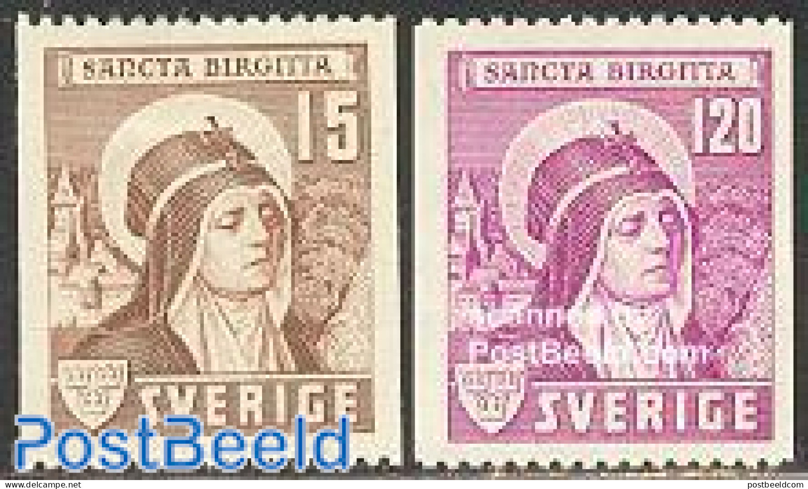 Sweden 1941 Holy Brigitta 2v, Mint NH, Religion - Religion - Neufs