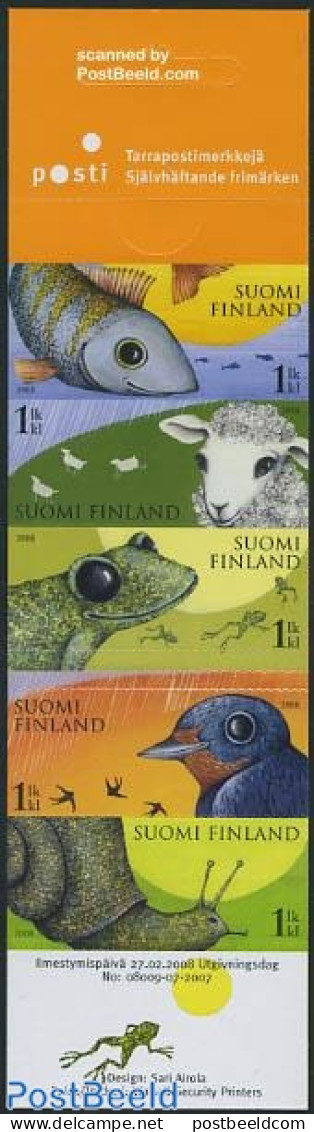 Finland 2008 Weather Warning Animals 5v In Booklet S-a, Mint NH, Nature - Animals (others & Mixed) - Birds - Cattle - .. - Unused Stamps