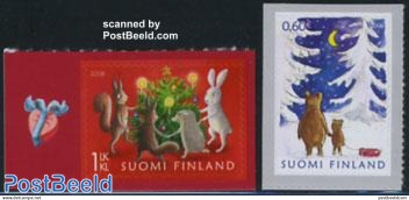 Finland 2008 Christmas 2v S-a, Mint NH, Nature - Religion - Hedgehog - Rabbits / Hares - Christmas - Nuevos