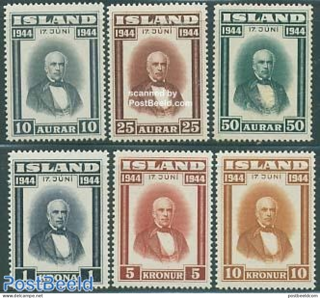 Iceland 1944 Republic Proclamation 6v, Mint NH - Unused Stamps