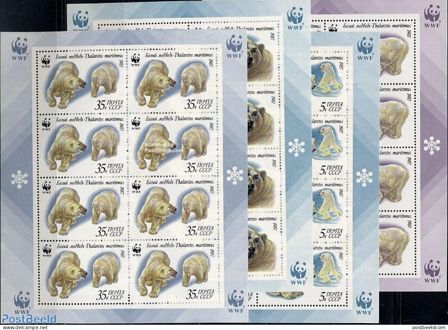 Russia, Soviet Union 1987 WWF, 4 M/s, Mint NH, Nature - Bears - World Wildlife Fund (WWF) - Nuevos