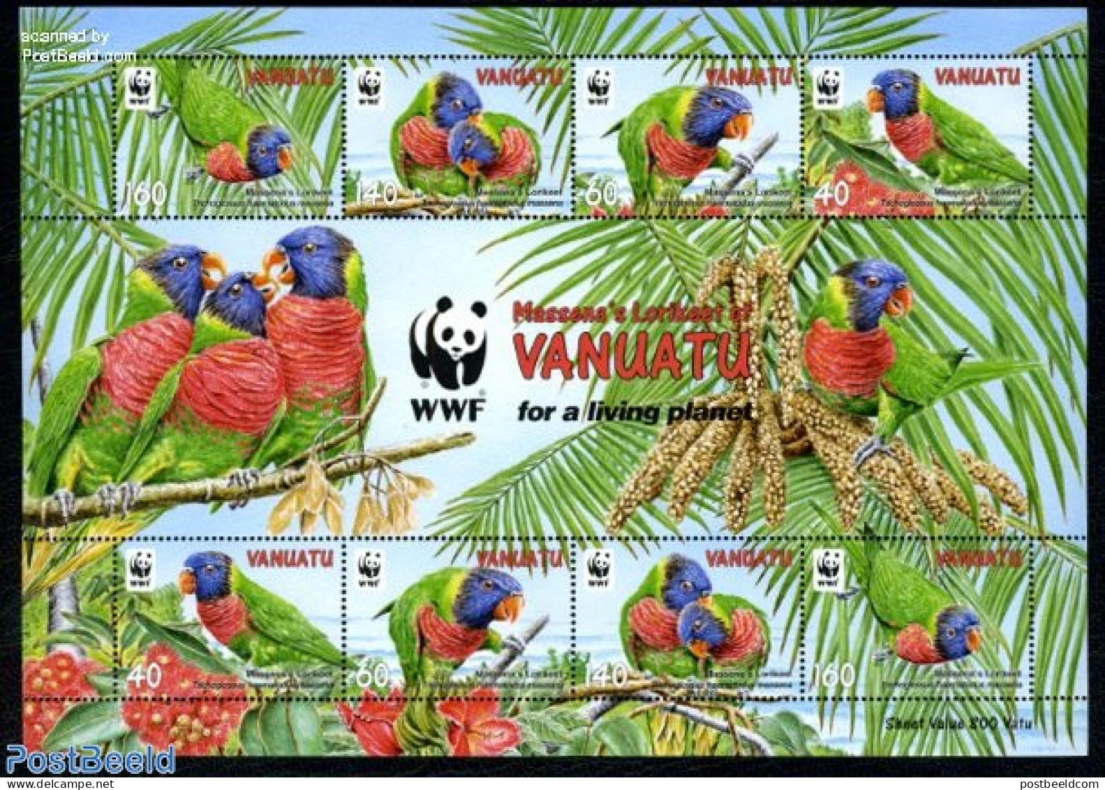 Vanuatu 2011 WWF, Lorikeet M/s (with 2 Sets), Mint NH, Nature - Birds - Parrots - World Wildlife Fund (WWF) - Vanuatu (1980-...)