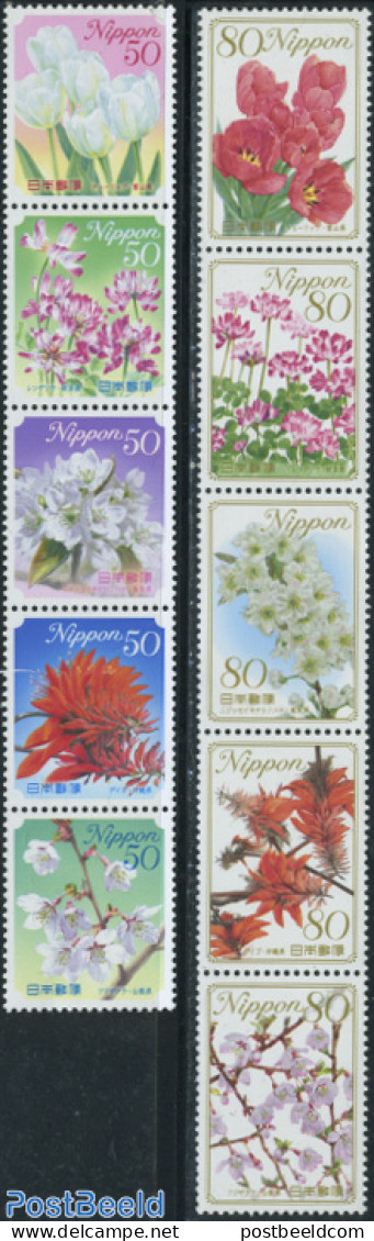 Japan 2010 Flowers 10v (2x [:::]), Mint NH, Nature - Flowers & Plants - Unused Stamps