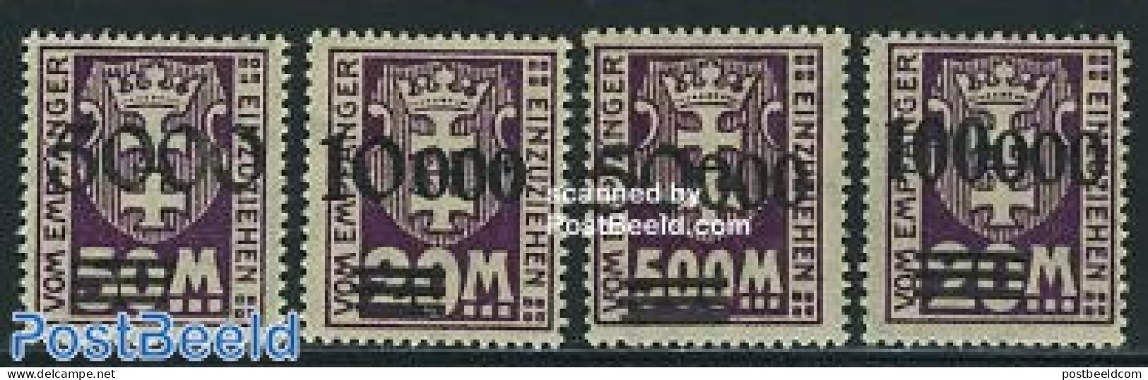 Germany, Danzig 1923 Postage Due, Overprints 4v, Mint NH - Otros & Sin Clasificación