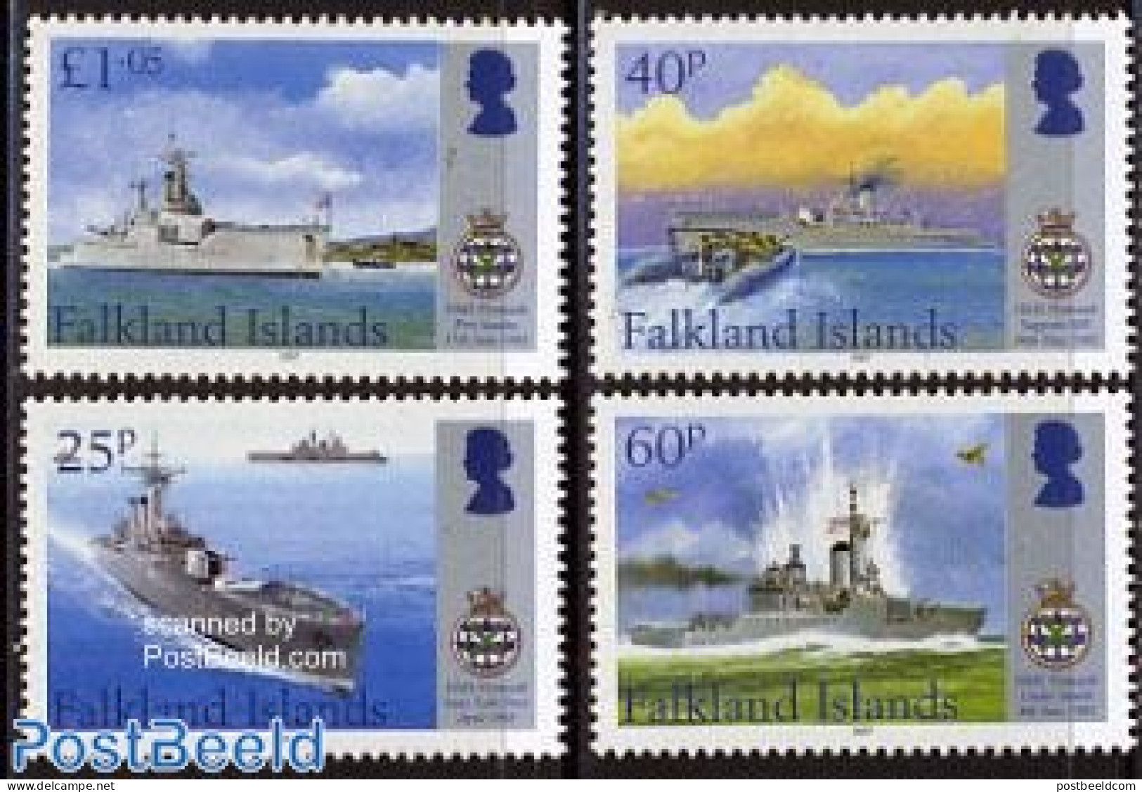 Falkland Islands 2007 Naval Ships 4v, Mint NH, History - Transport - Coat Of Arms - Aircraft & Aviation - Ships And Bo.. - Aviones