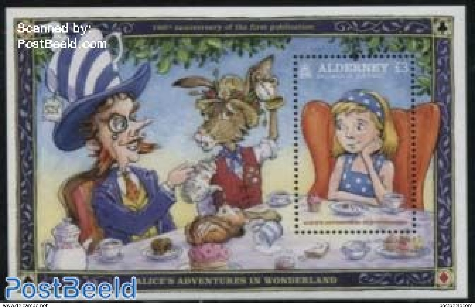 Alderney 2015 Alice In Wonderland S/s, Mint NH, Art - Children's Books Illustrations - Fairytales - Märchen, Sagen & Legenden