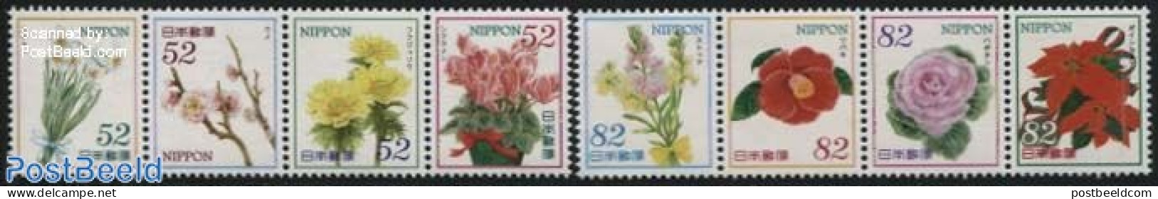 Japan 2014 Hospitality, Flowers 8v (2x[:::]), Mint NH, Nature - Flowers & Plants - Unused Stamps