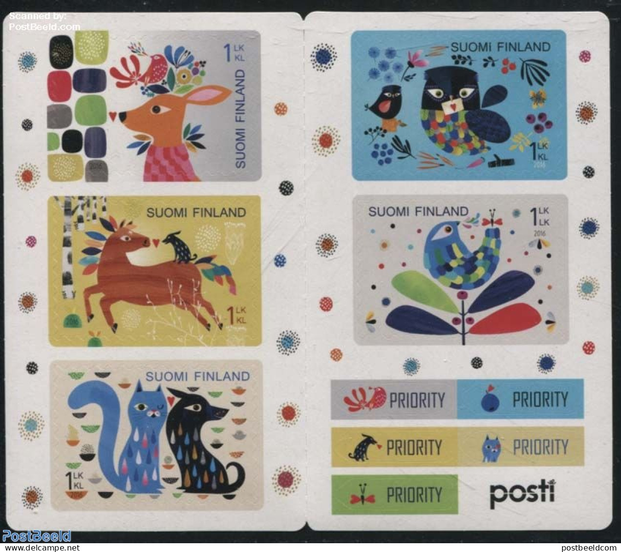 Finland 2016 Together 5v S-a In Booklet, Mint NH, Nature - Animals (others & Mixed) - Birds - Cats - Deer - Dogs - Owls - Unused Stamps
