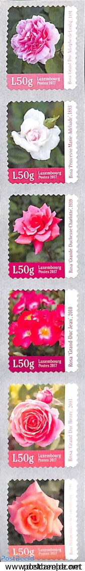 Luxemburg 2017 Roses 6v S-a, Mint NH, Nature - Flowers & Plants - Roses - Nuevos