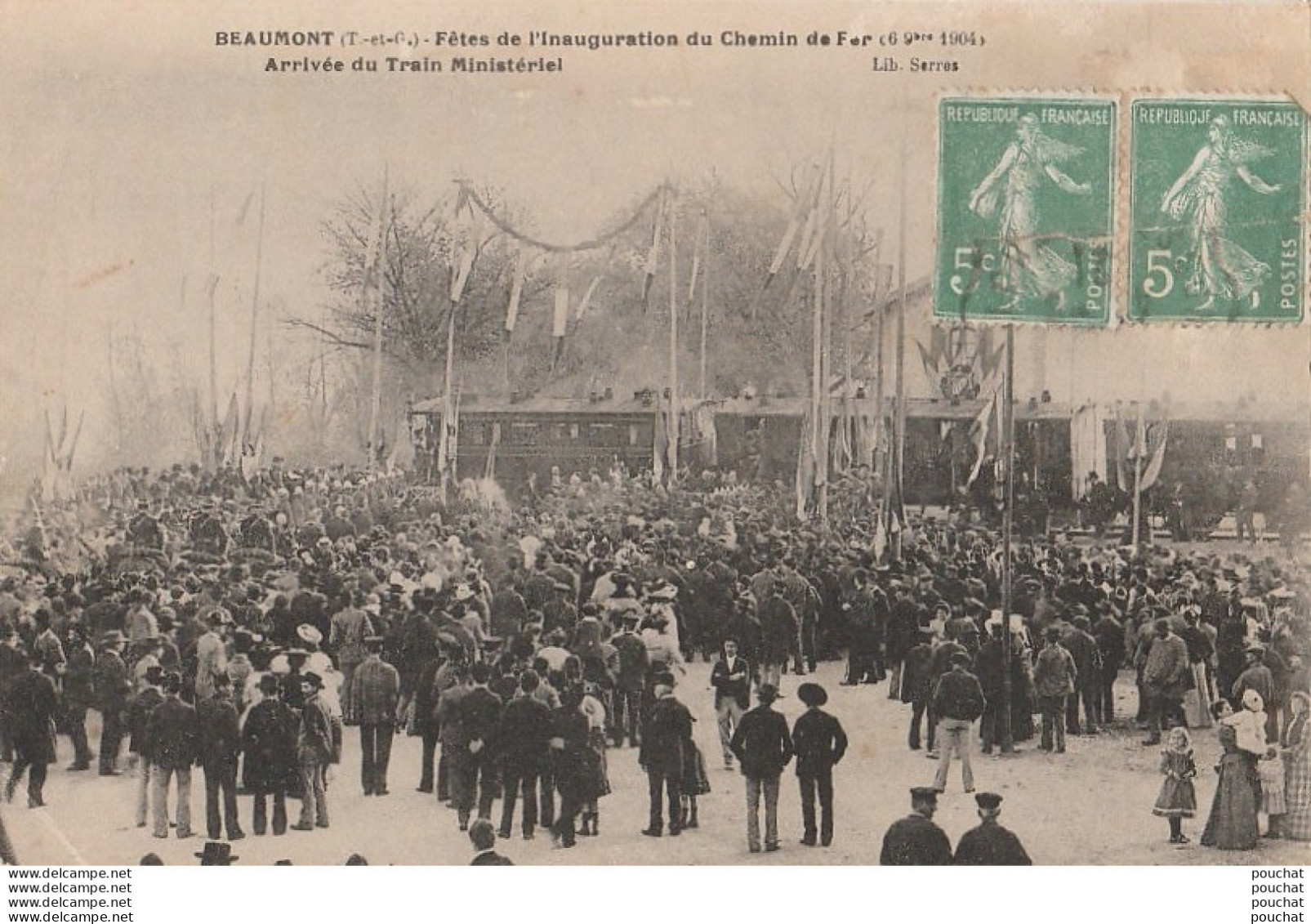 W9-82) BEAUMONT (TARN ET GARONNE)  FETES DE L'INAUGURATION DU CHEMIN DE FER - ARRIVEE DU TRAIN MINISTERIEL - Beaumont De Lomagne