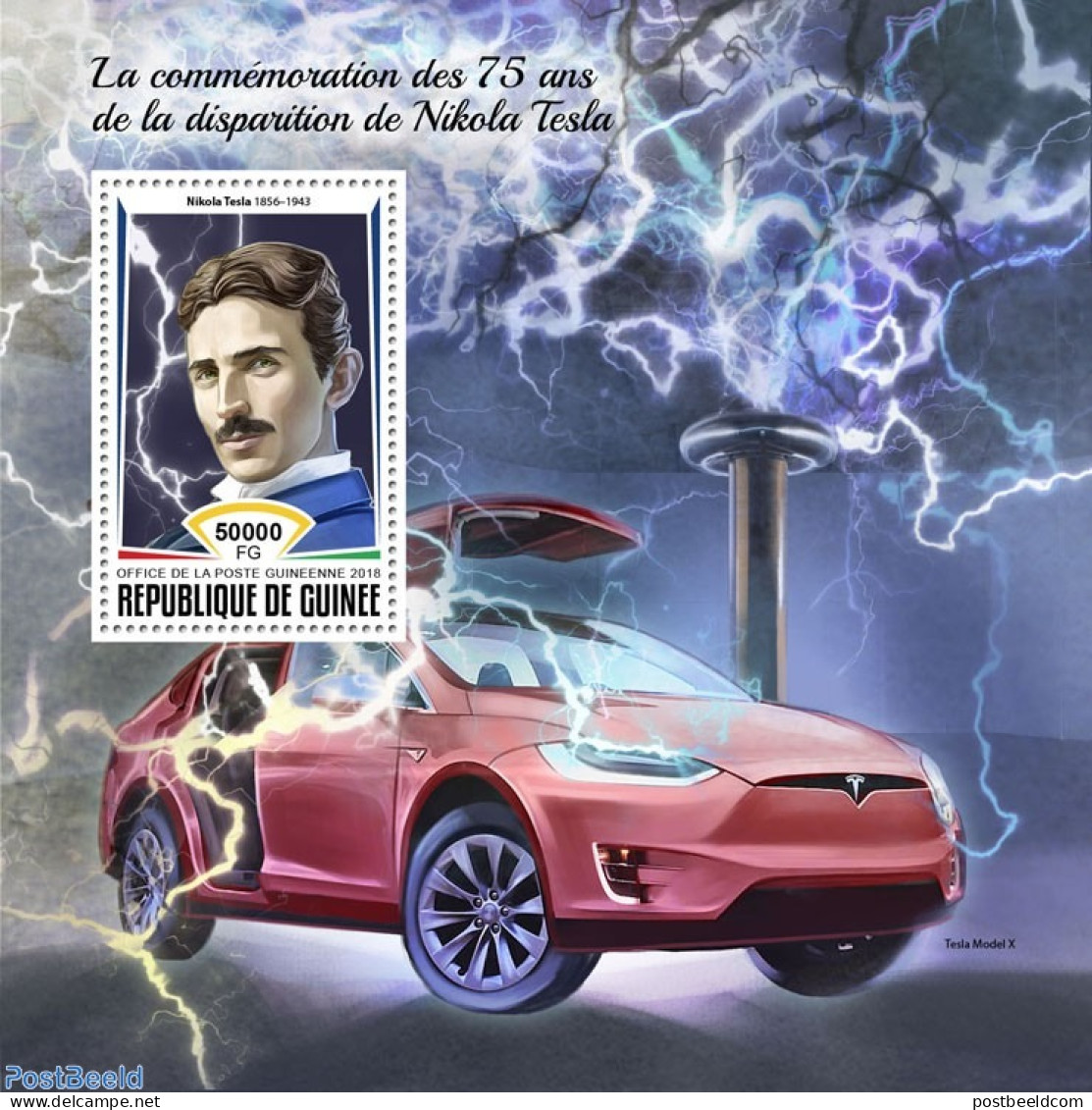 Guinea, Republic 2018 Nikola Tesla, Mint NH, Science - Transport - Inventors - Automobiles - Coches