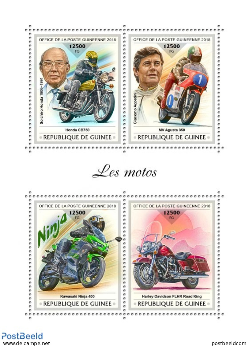 Guinea, Republic 2018 Motorcycles, Mint NH, Transport - Motorcycles - Motorräder