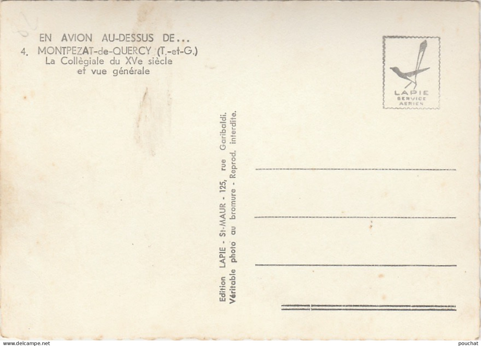 82) MONTPEZAT DE QUERCY (TARN ET GARONNE) EN AVION AU DESSUS DE.. LA COLLEGIALE DU XV°s. ET VUE GENERALE - (2 SCANS) - Montpezat De Quercy