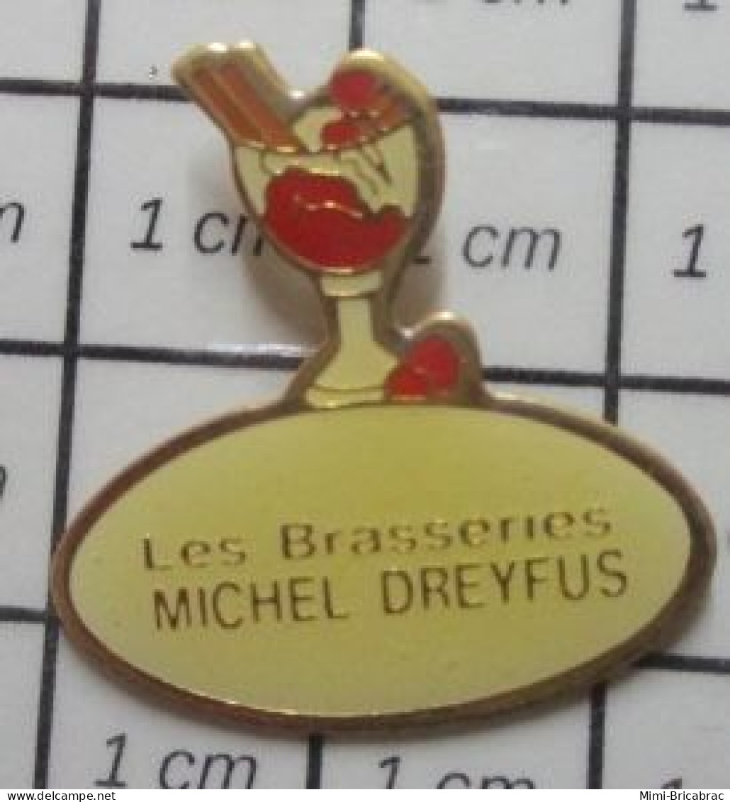 713A  Pin's Pins / Beau Et Rare / ALIMenTATION / COUPLe DE GLACE LES BRASSERIES MICHEL DREYFUS Une Bonne Affaire ! - Levensmiddelen