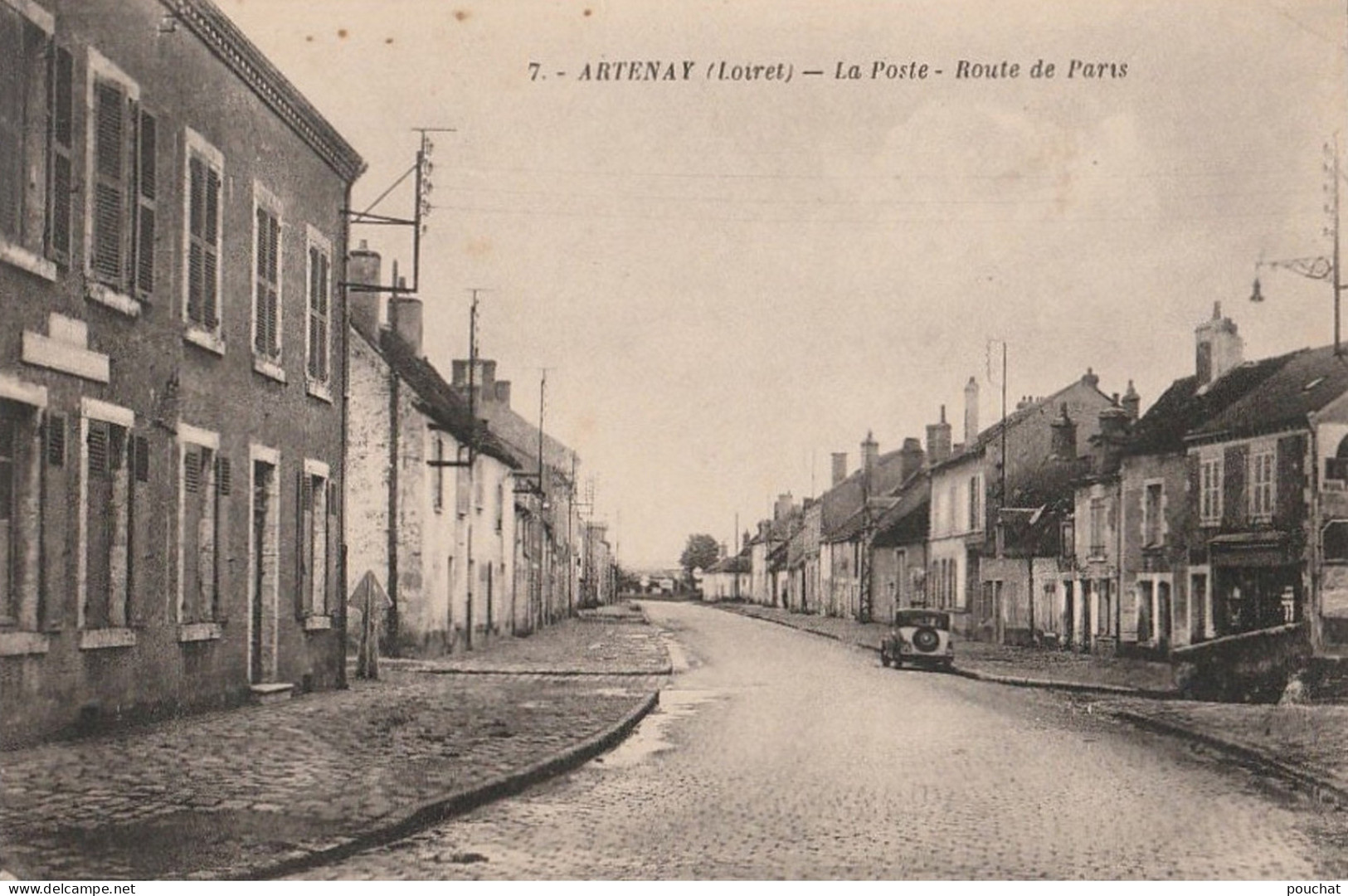 Y2-45) ARTENAY (LOIRET) LA ROUTE DE PARIS ET LA POSTE - 1937 - ( 2 SCANS ) - Artenay
