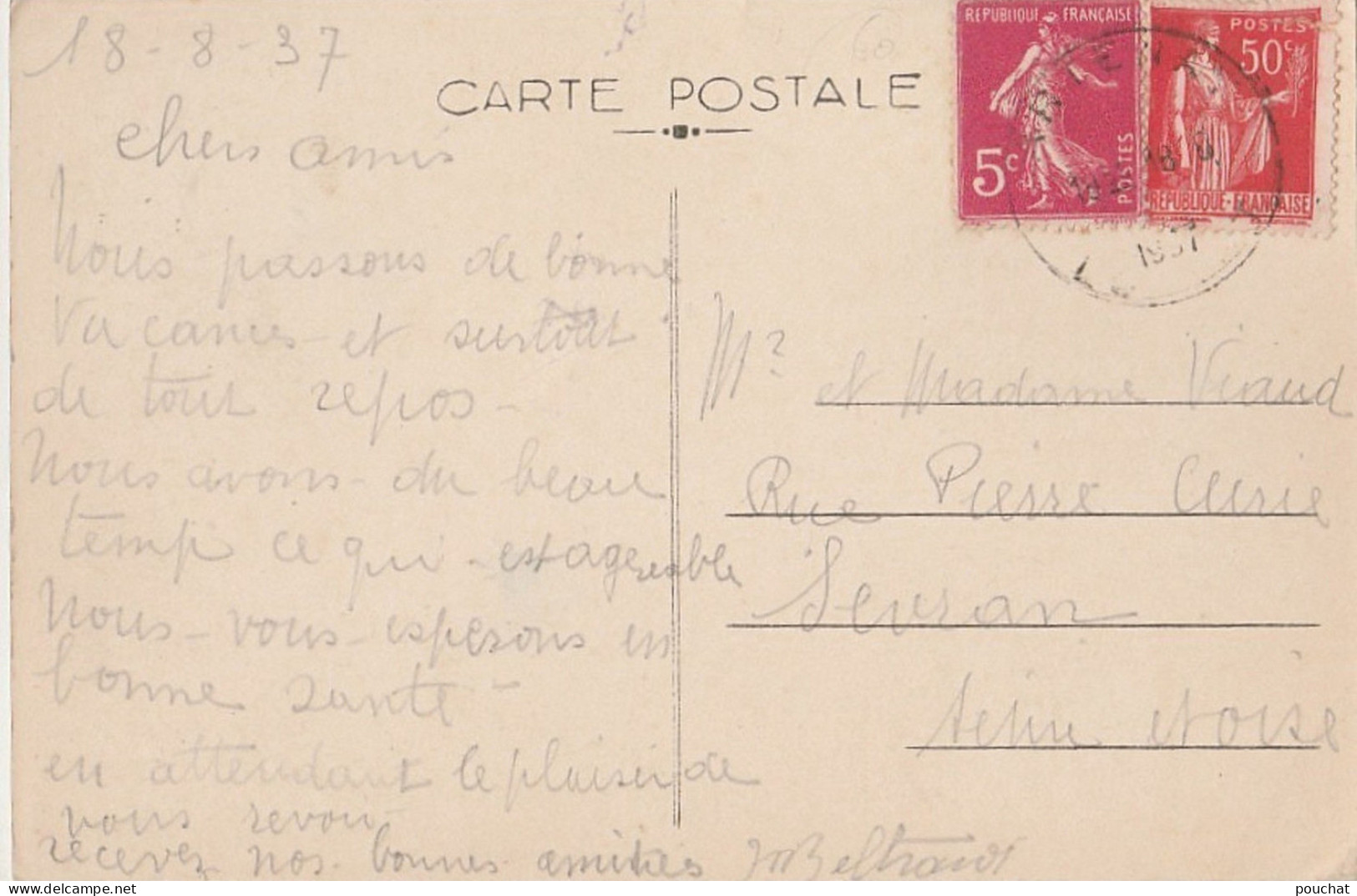 Y2-45) ARTENAY (LOIRET) LA ROUTE DE PARIS ET LA POSTE - 1937 - ( 2 SCANS ) - Artenay