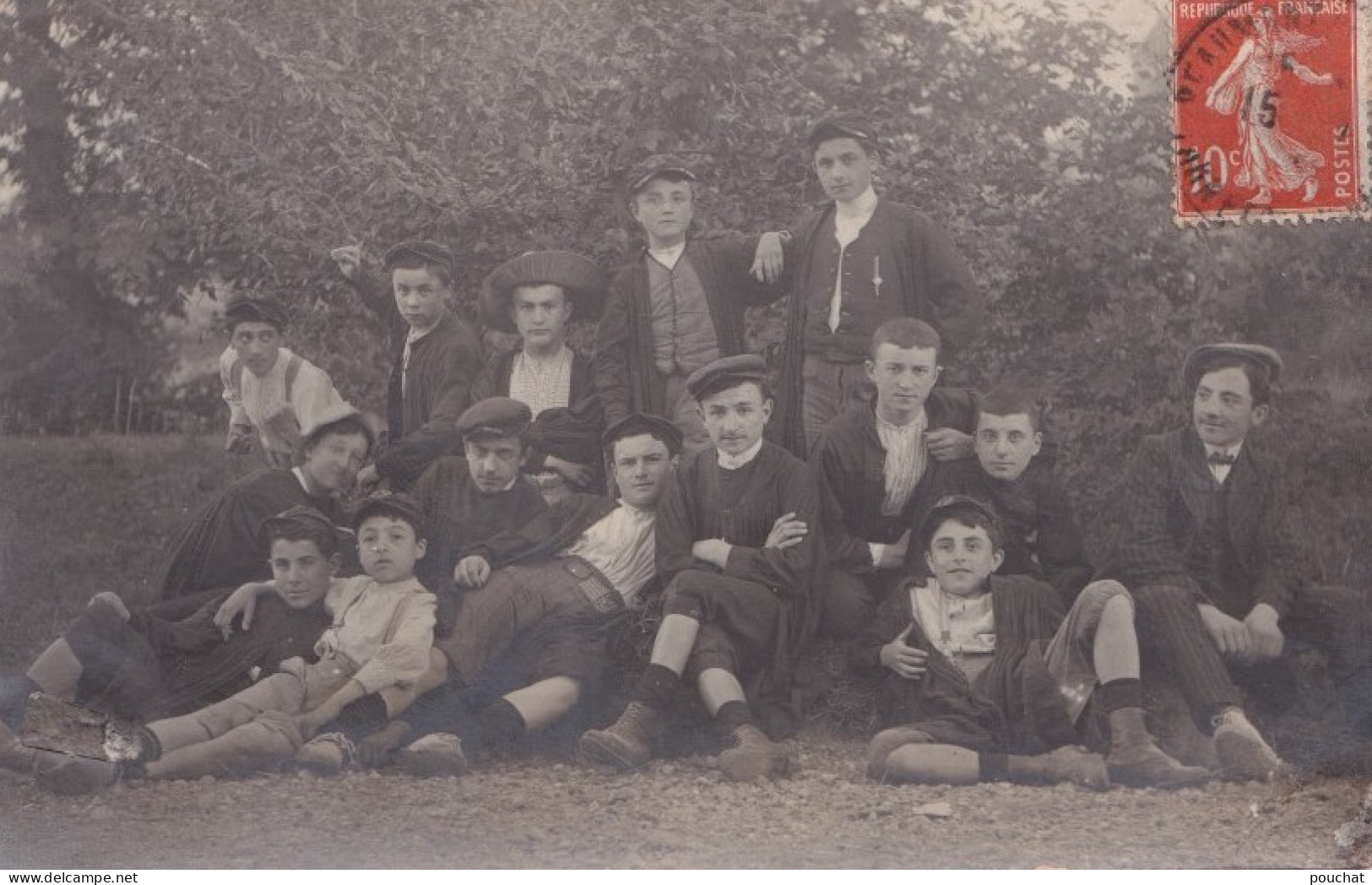 82) BEAUMONT DE LOMAGNE - CARTE PHOTO - UN GROUPE DE JEUNES BEUMONTOIS EN 1915 - ( 2 SCANS ) - Beaumont De Lomagne