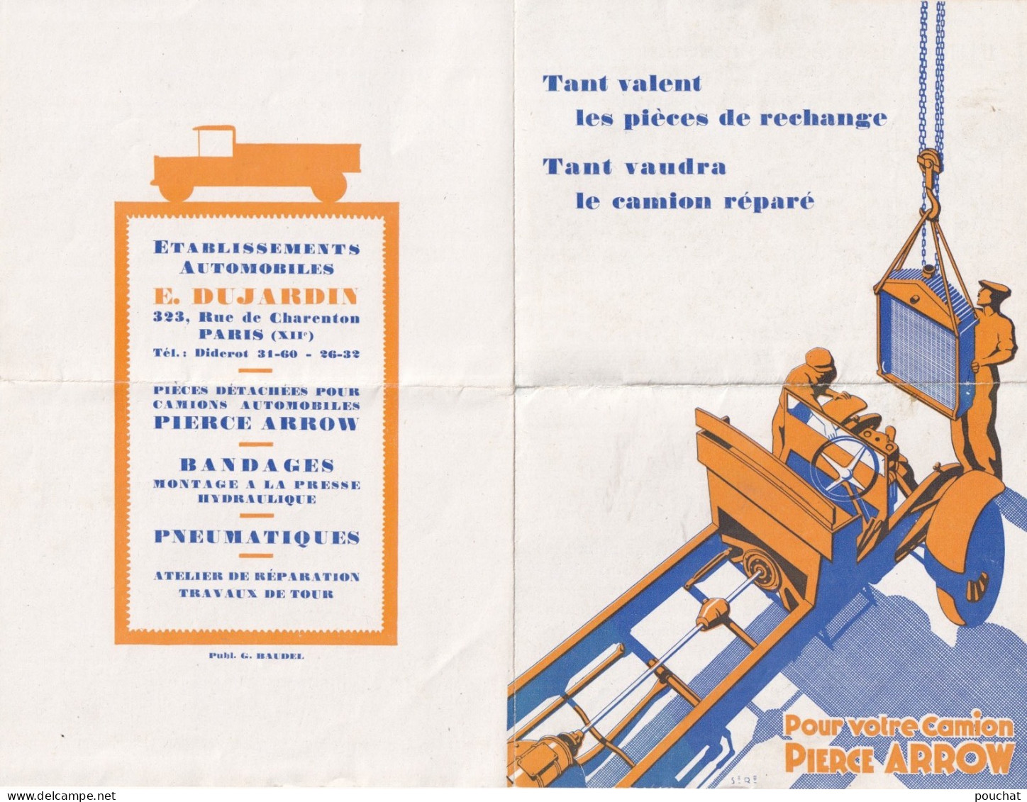 ENVELOPPE PROSPECTUS - PARIS (XII°) ETABLISSEMENT AUTOMOBILES - E. DUJARDIN  - 323 RUE DE CHARENTON - TOUS LES  SCANS  - Automobile