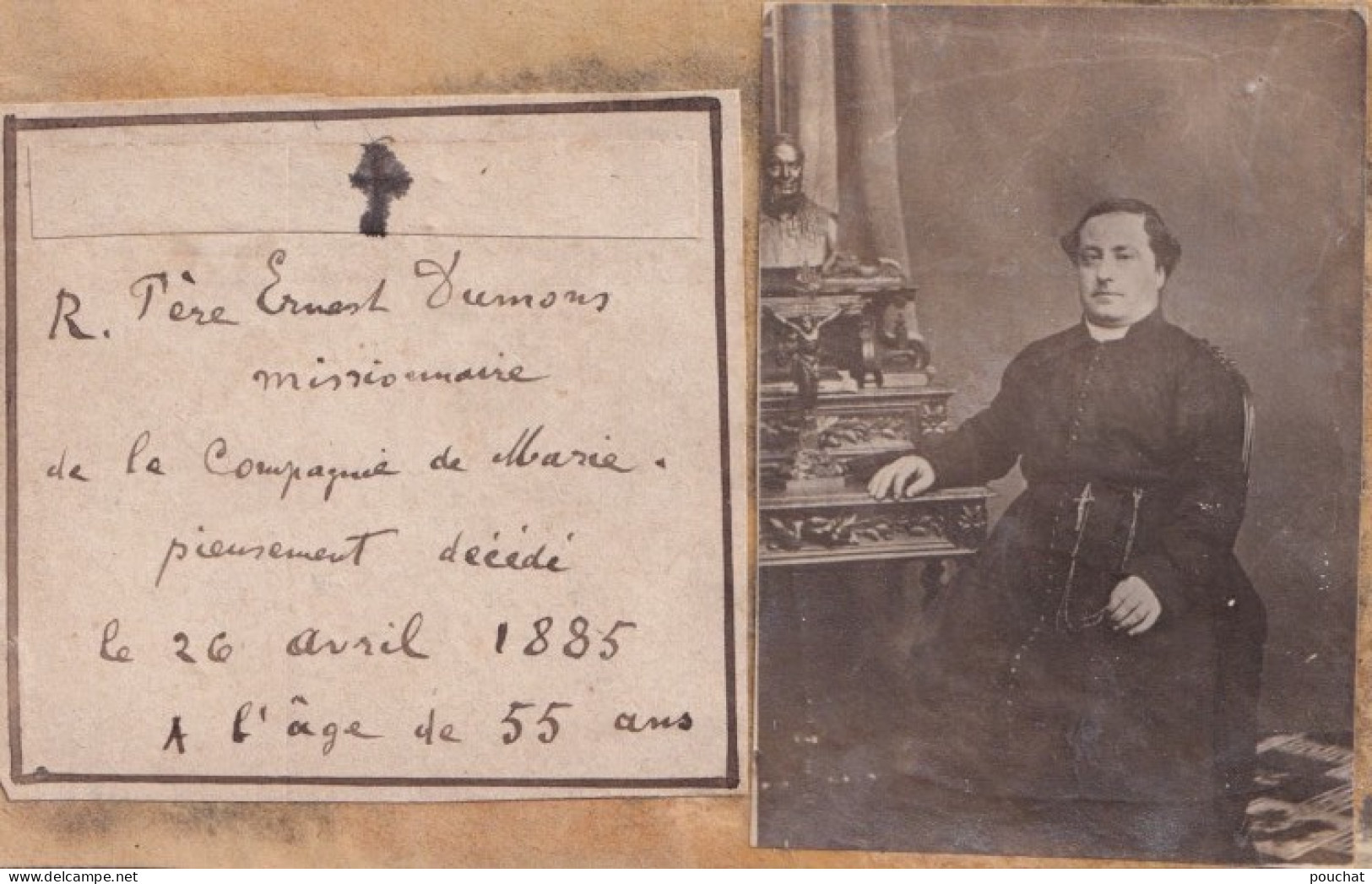 R. PERE ERNEST DUMONS - CARTE PHOTO - MISSIONNAIRE DE LA COMPAGNIE DE MARIE - DECEDE A L ' AGE DE 55 ANS - 1904  - Missions
