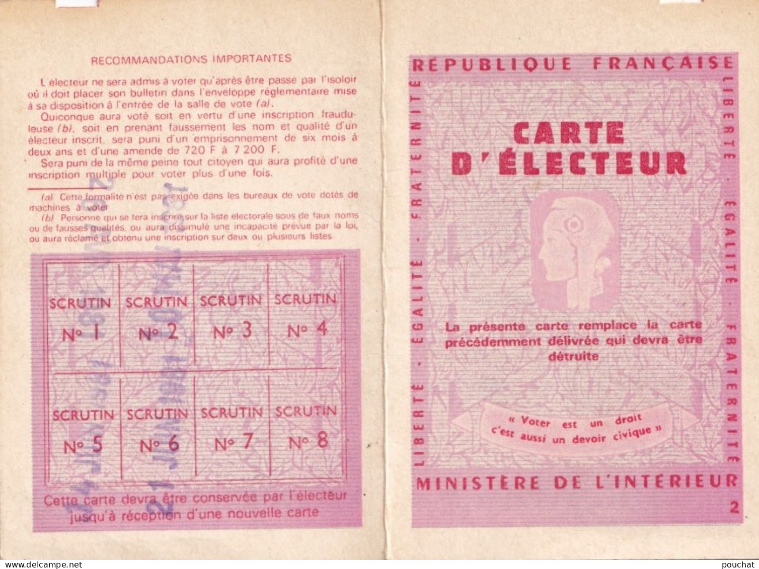 X8- CARTE D ' ELECTEUR  DE  1981 - CAPDENAC - SALLE DES FETES  - AVEYRON - ( 2 SCANS ) - Documenti Storici