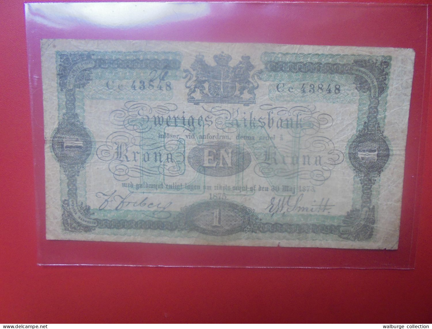 SUEDE 1 KRONA 1875 Circuler (B.33) - Suecia