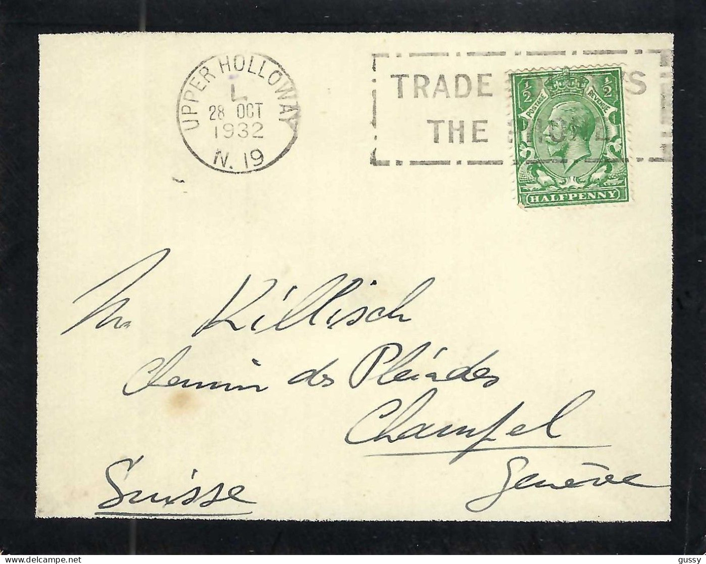 GRANDE BRETAGNE 1932: LSC De Upper Holloway Pour Genève (Suisse) - Briefe U. Dokumente