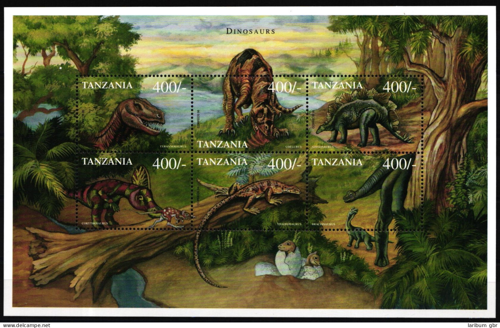 Tansania 3418-3423 Postfrisch Als ZD-Bogen, Dinosaurier #NF361 - Tanzanie (1964-...)