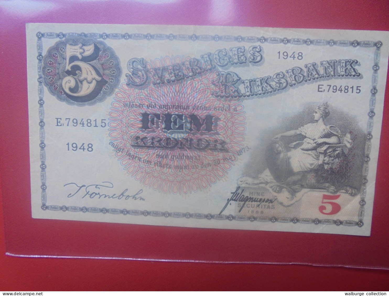 SUEDE 5 KRONOR 1948 Circuler (B.33) - Suecia