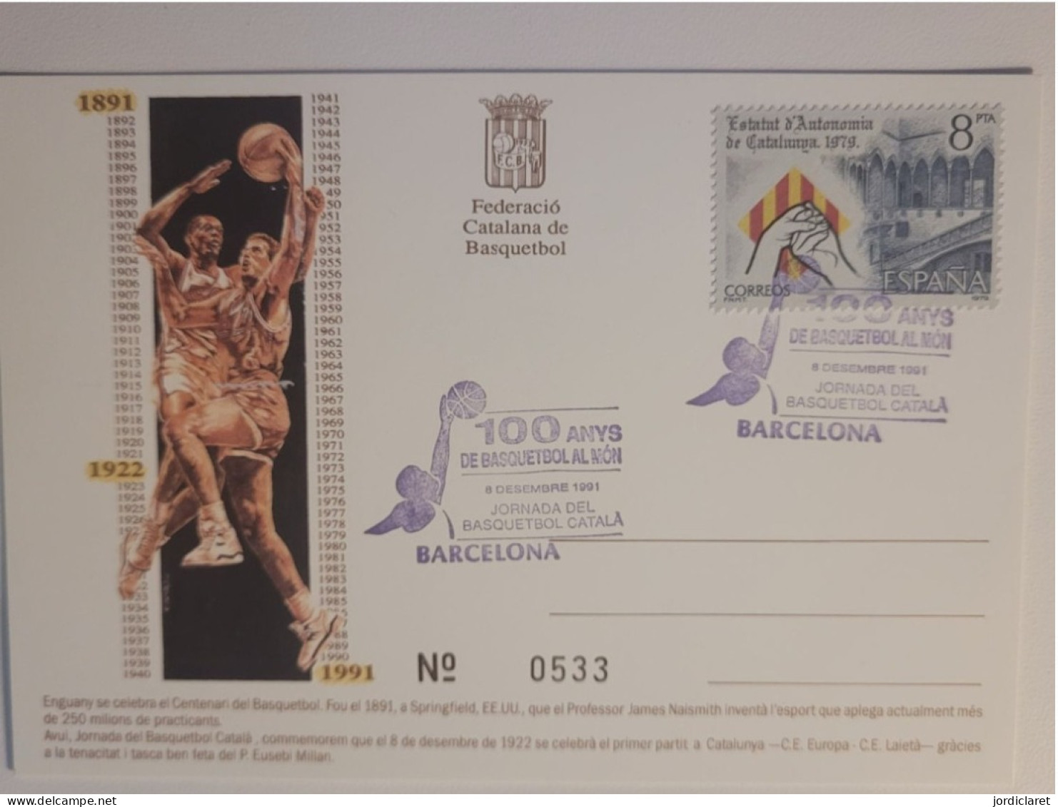 POSTMATKET ESPAÑA 1991 - Basketball