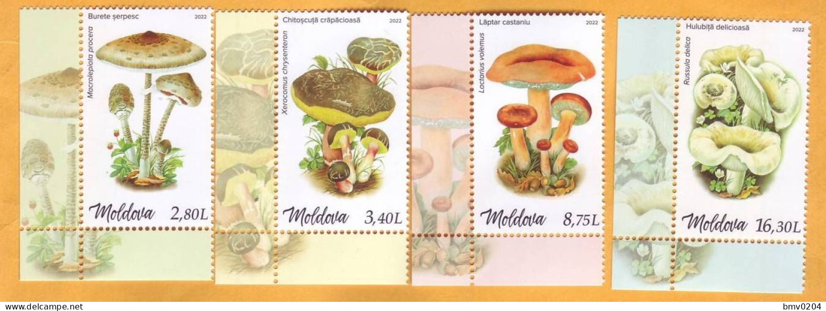 2022  Moldova Moldavie  Mushrooms, Plants, 4v Mint - Funghi