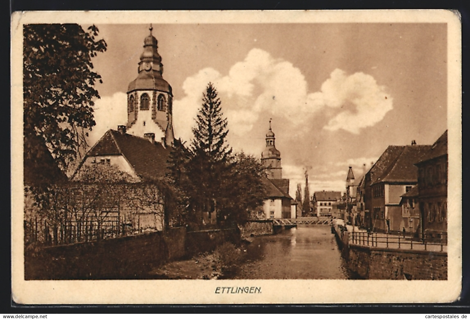 AK Ettlingen, Kanalpartie Hinter Der Kirche  - Ettlingen