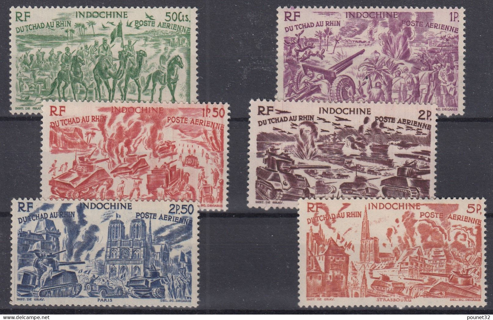 INDOCHINE POSTE AERIENNE TCHAD RHIN N° 40/45 NEUVE * GOMME AVEC TRACE CHARNIERE - Airmail