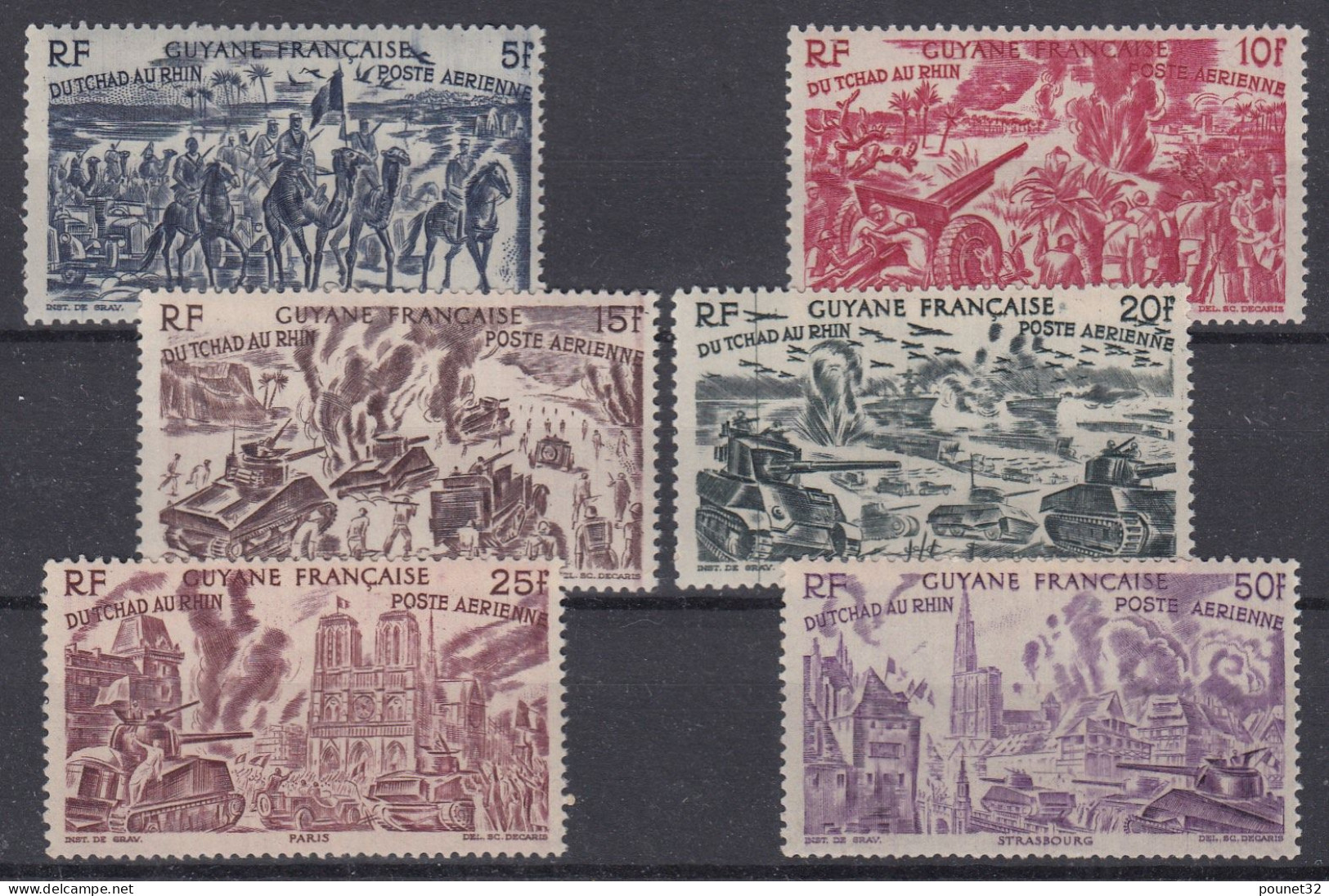 GUYANE POSTE AERIENNE TCHAD AU RHIN N° 29/34 NEUFS * GOMME TRACE DE CHARNIERE - Unused Stamps