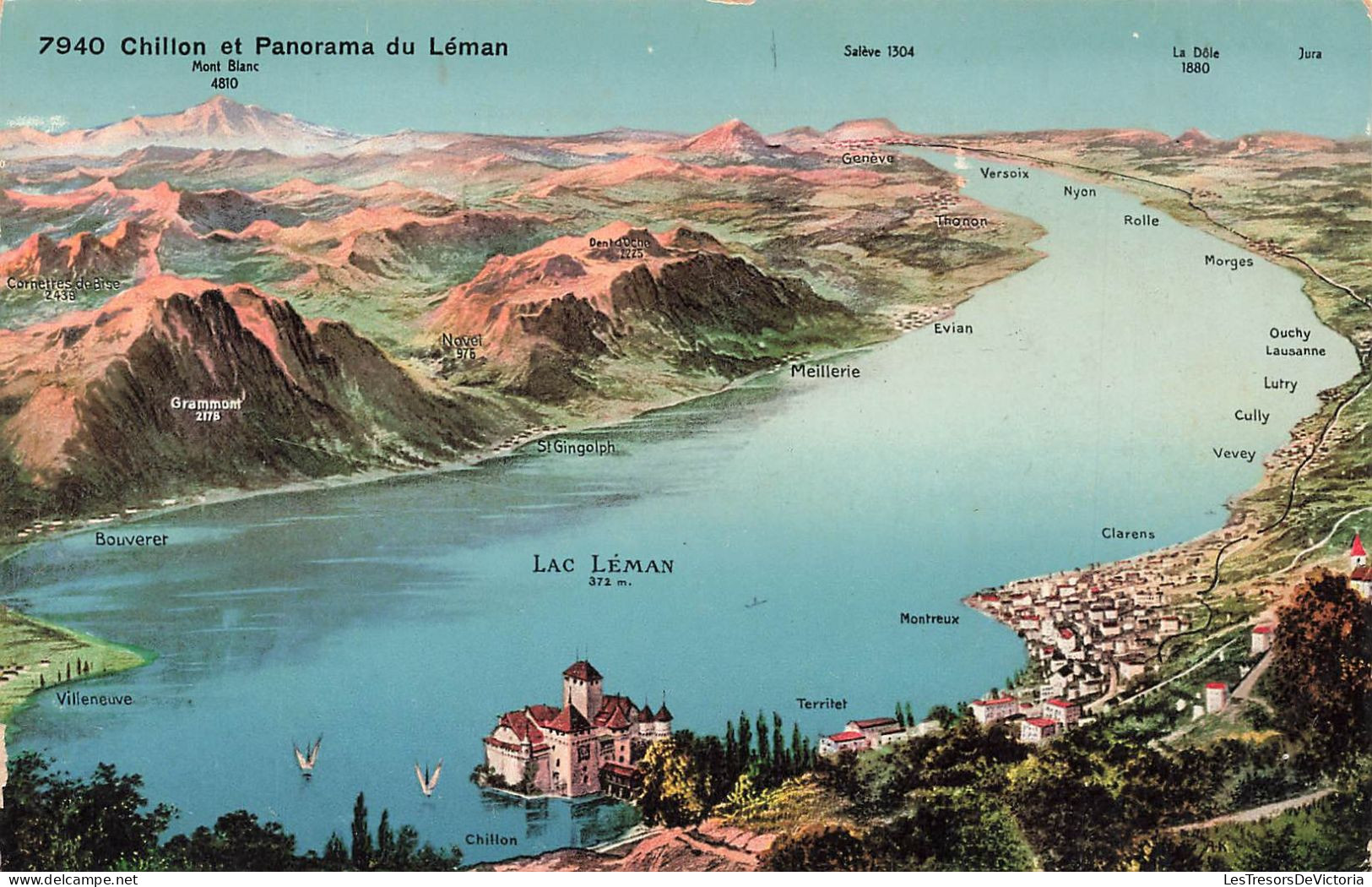 SUISSE - Chillon Et Panorama Du Léman - Mont Blanc - Vue Sur Différents Endroits - Le Lac Léman - Carte Postale Ancienne - Veytaux