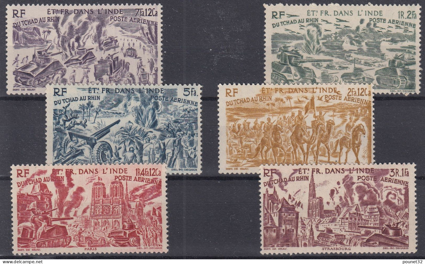 INDE POSTE AERIENNE TCHAD AU RHIN N° 11/16 NEUFS * GOMME TRACE DE CHARNIERE - Unused Stamps
