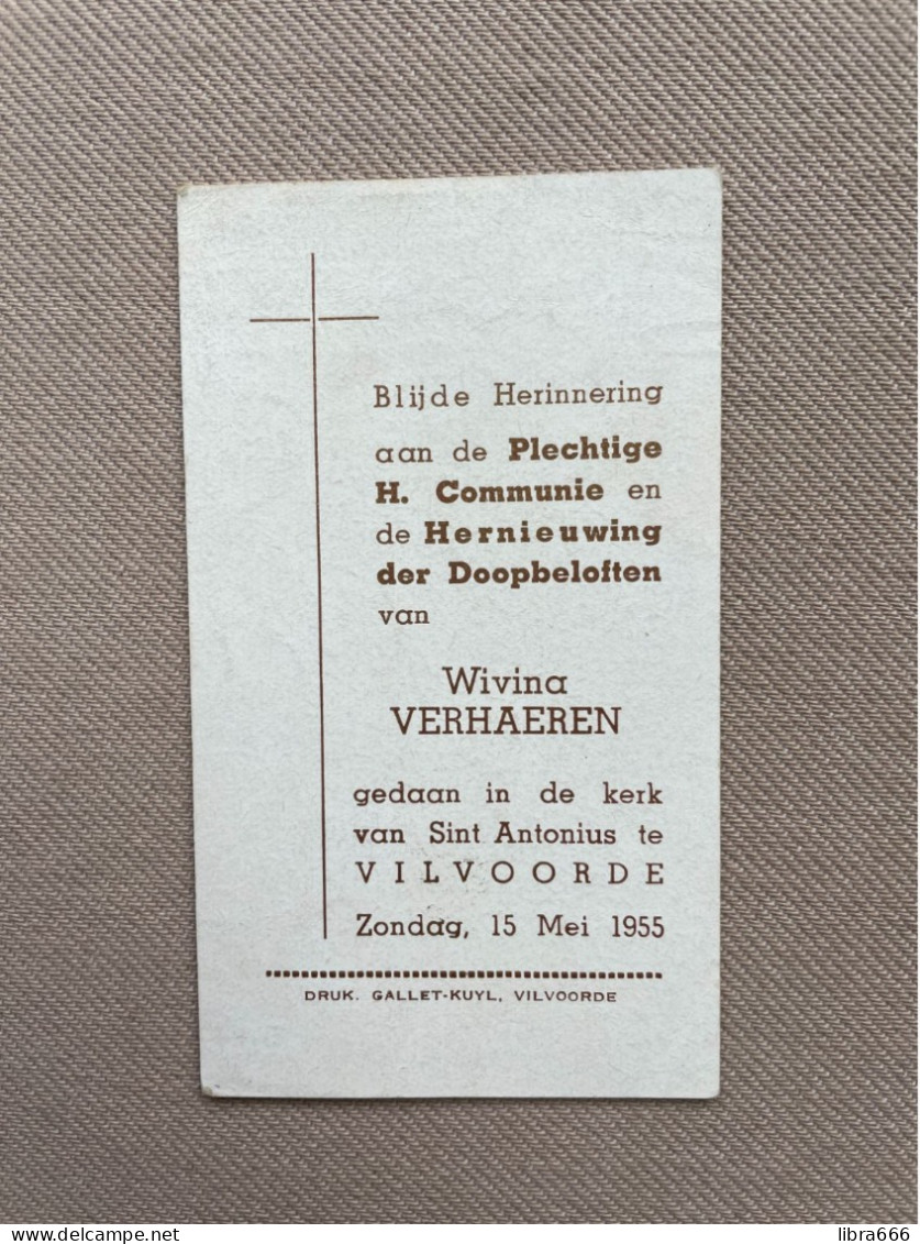 Communie - VERHAEREN Wivina - 1955 - Sint Antonius - VILVOORDE - Communie