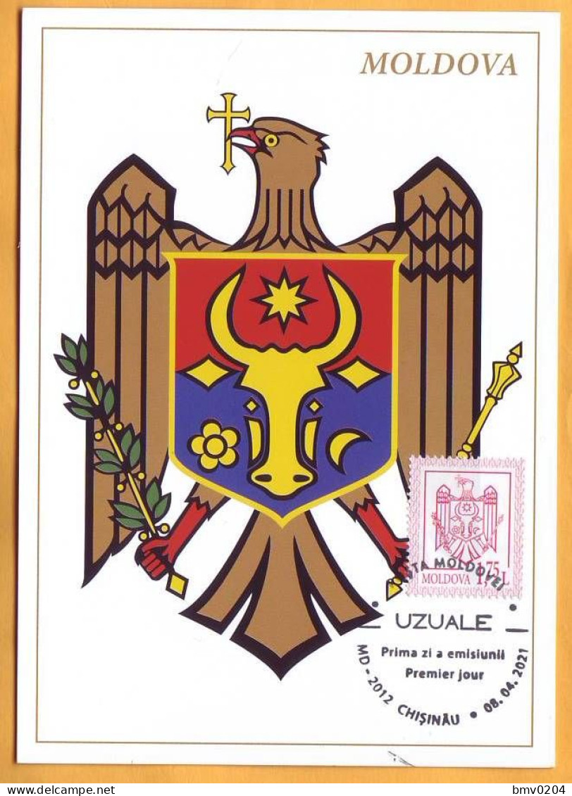 2021 Moldova  3 MAXICARD  Standard Edition. Coat Of Arms  1.75, 1,20, 0,25 Lei - Timbres