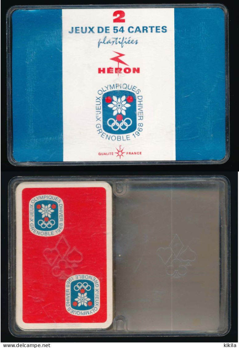 1 Jeu De 54 Cartes à Jouer Dos Rouge Xèmes Jeux Olympiques D'Hiver De GRENOBLE 1968  Olympic Games 68 Dans Boite 2 Jeux - 54 Karten